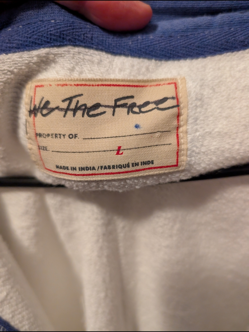 We The Free Cream and Blue Striped Long Sleeve Rugby Top - Picture 2 of 3